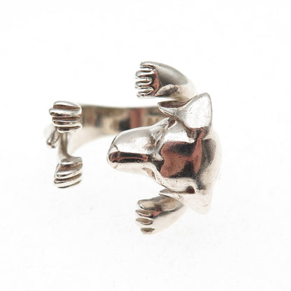 NOVE25 Sterling Silver Vintage Jack Russell Terrier Adjustable Ring Size 7.75