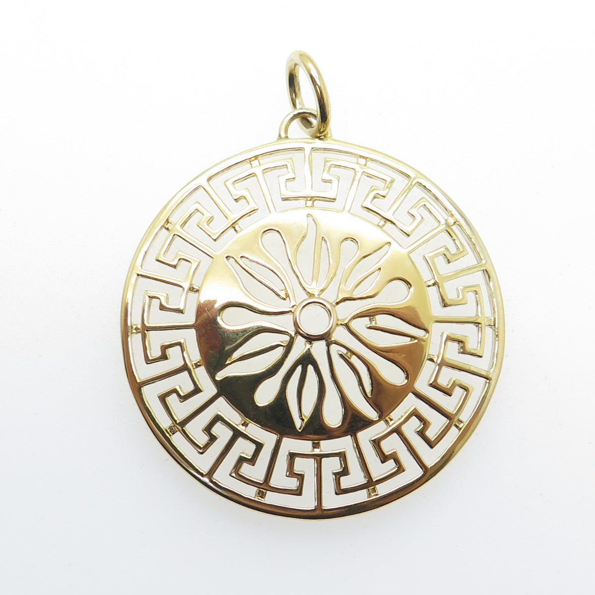 ROSS SIMONS 925 Sterling Silver Gold Plated Greek Maze Flower Pendant