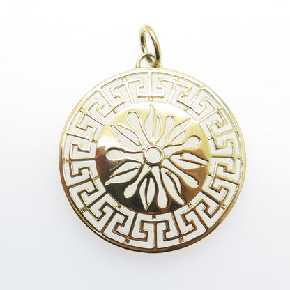 ROSS SIMONS 925 Sterling Silver Gold Plated Greek Maze Flower Pendant