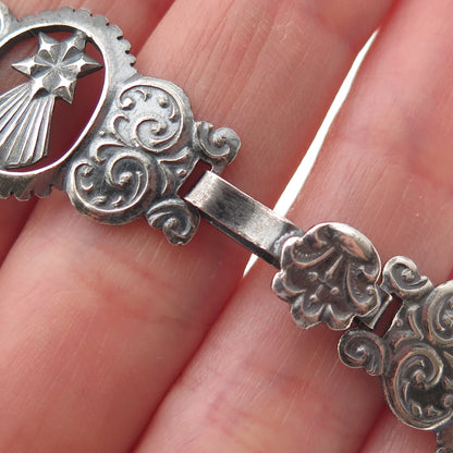 925 Sterling Silver Antique Art Deco Warrior Oxidized Bracelet 7.75"