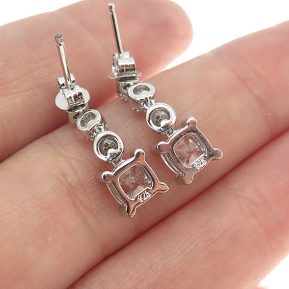 925 Sterling Silver Multi-C Z Dangling Earrings