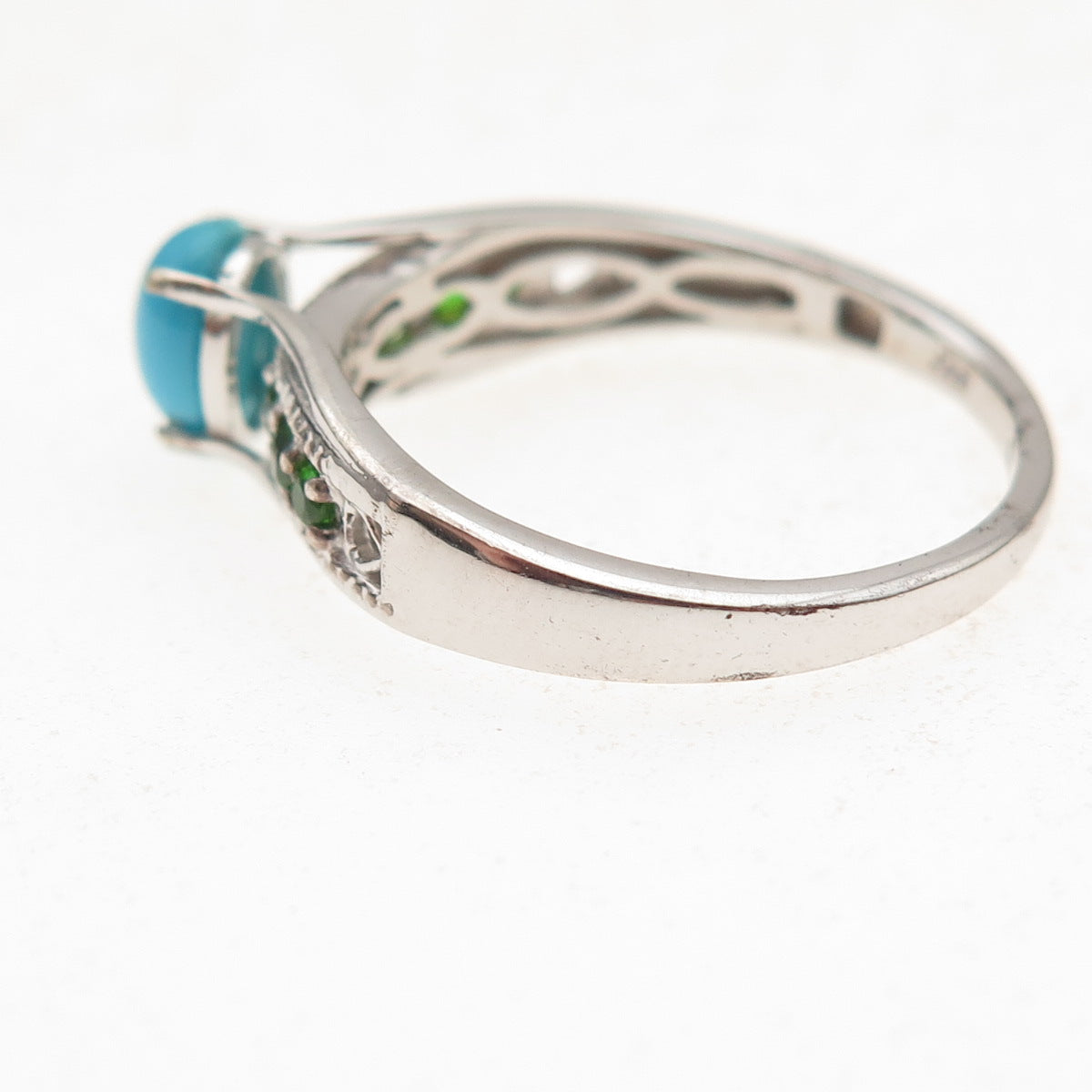 Chuck Clemency 925 Sterling Silver Real Turquoise & Peridot Ring Size 8.25