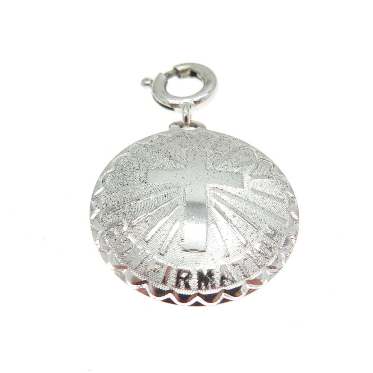 JEWELART 925 Sterling Silver Vintage Confirmation Cross Spring Ring Lock Pendant