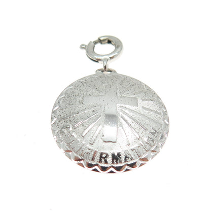 JEWELART 925 Sterling Silver Vintage Confirmation Cross Spring Ring Lock Pendant