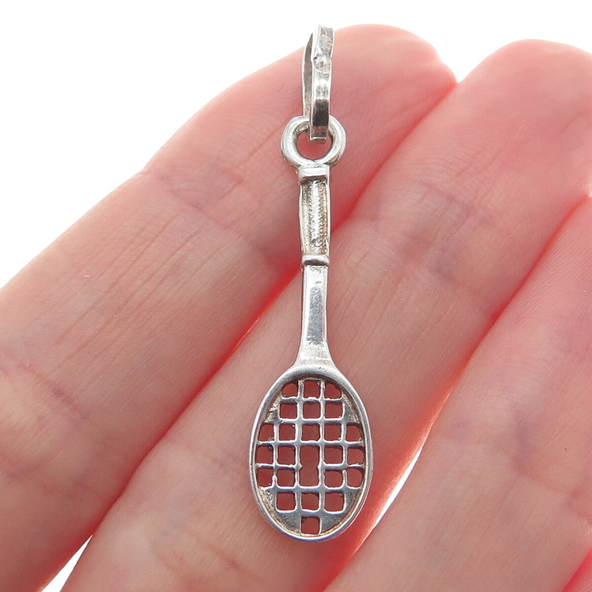 925 Sterling Silver Vintage Italy Tennis Racquet Pendant