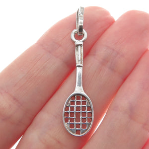 925 Sterling Silver Vintage Italy Tennis Racquet Pendant
