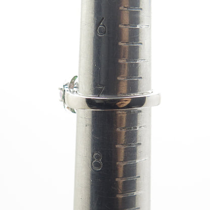 DSMK 925 Sterling Silver Real Opal White Topaz & Chrome Diopside Ring Size 7.25