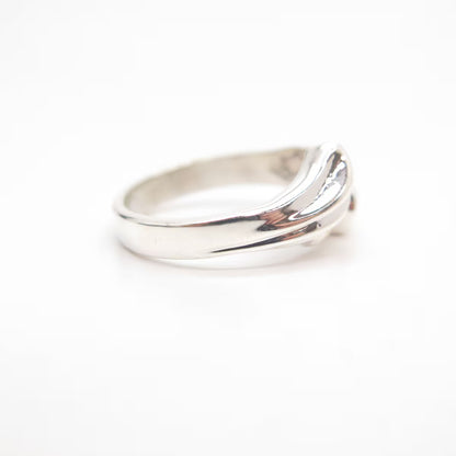 925 Sterling Silver 2-Tone Vintage Ribbed Leaf Ring Size 8
