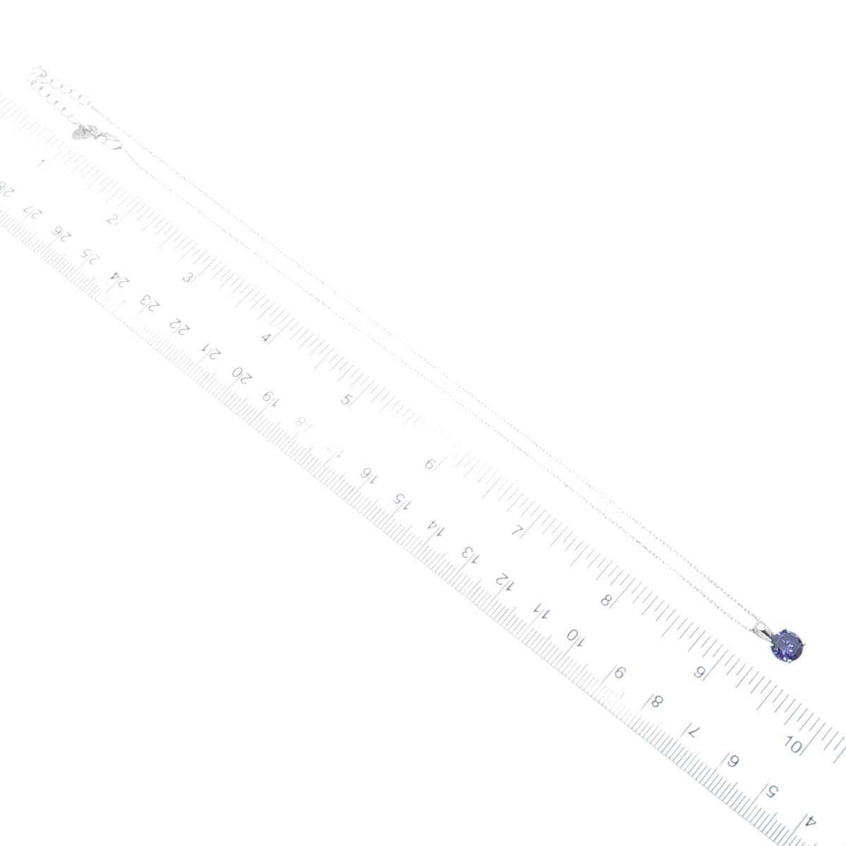 925 Sterling Silver Round-Cut Nano Amethyst Cable Chain Necklace 16-18"