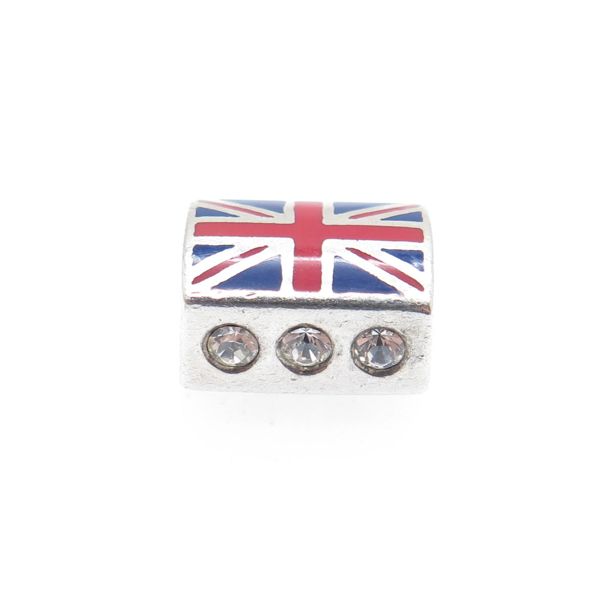 CHAMILIA & SWAROVSKI 925 Sterling Silver Enamel Crystal UK Flag Bead Charm