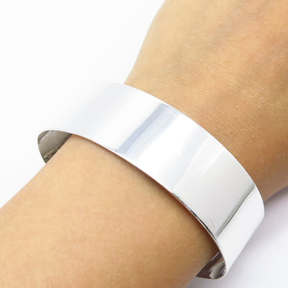 925 Sterling Silver Vintage Wide Bangle Bracelet 6.5"
