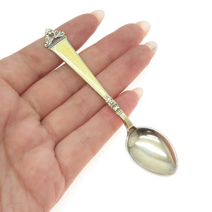 NILS HANSEN 925 Sterling Silver Gold Plated Vintage Norway Enamel Coffee Spoon