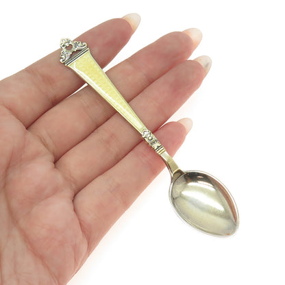 NILS HANSEN 925 Sterling Silver Gold Plated Vintage Norway Enamel Coffee Spoon