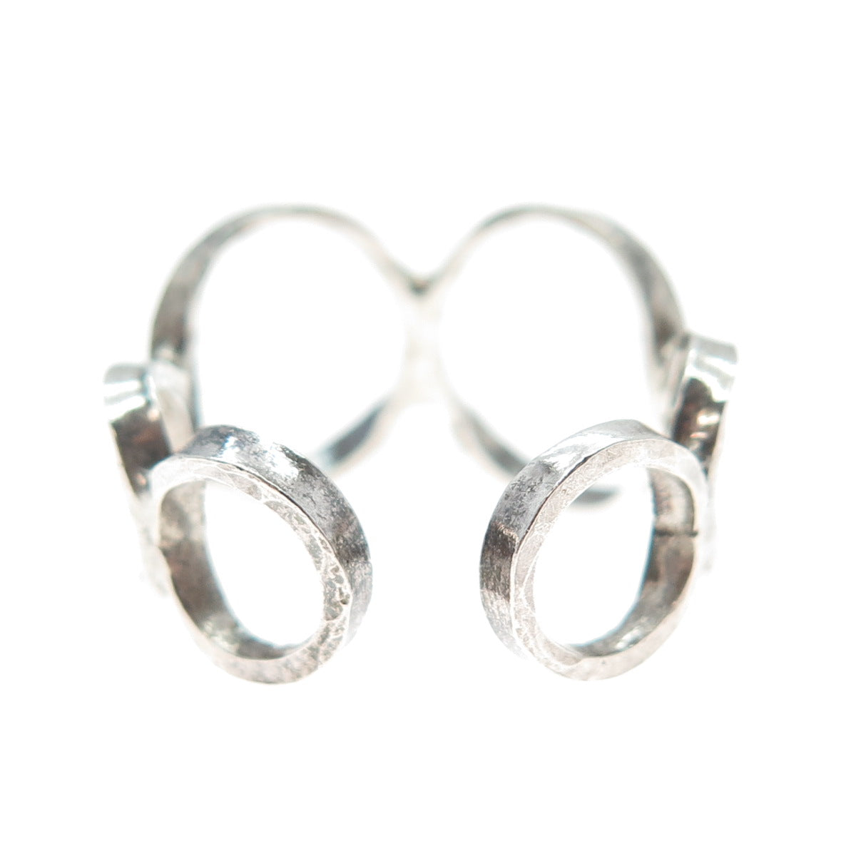 925 Sterling Silver Vintage Modernist Circle Link Adjustable Ring Size 8.25