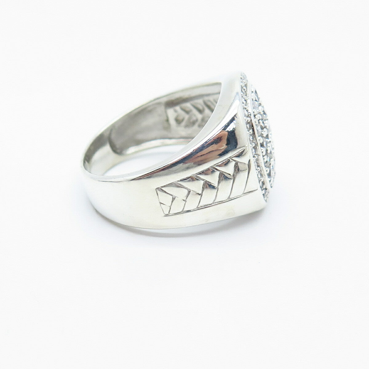 925 Sterling Silver Pave C Z Ring Size 11.5