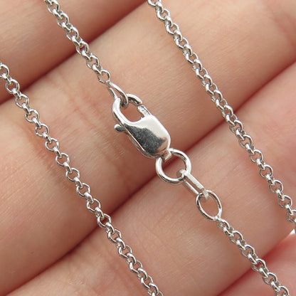 925 Sterling Silver Italy Round-Cut C Z Mini Cross Rolo Chain Necklace 16"