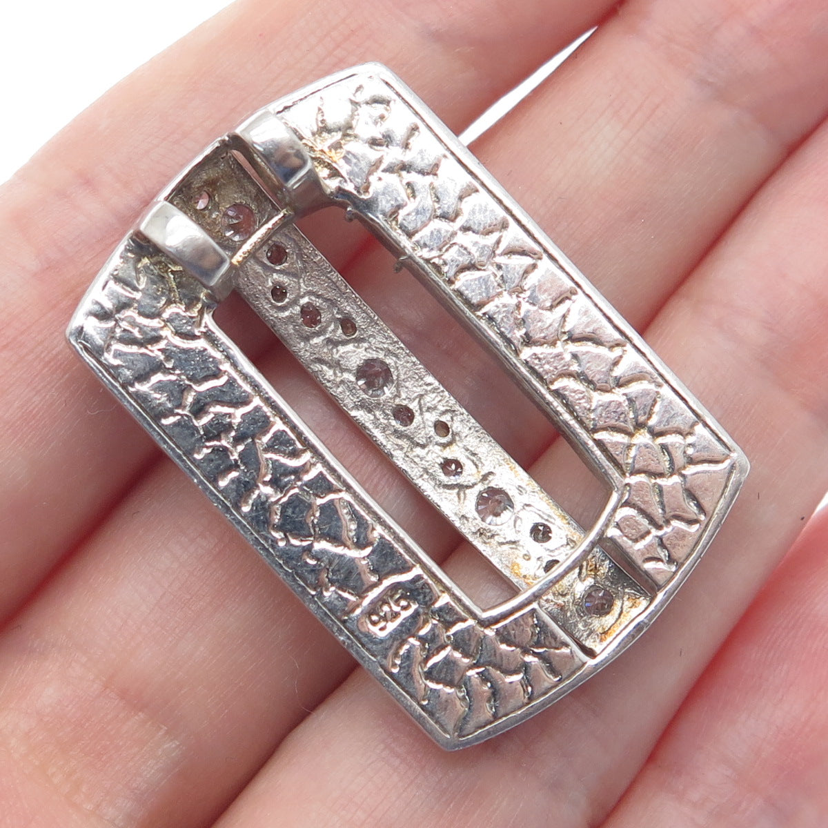 925 Sterling Silver Enamel & Round-Cut C Z Slide Pendant