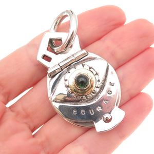 Kara Varian Baker Sterling Silver Vintage Real Peridot Courage Locket Pendant