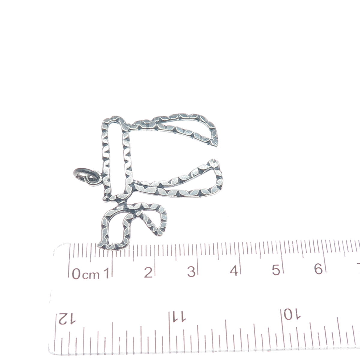 925 Sterling Silver Vintage Chai Judaica Oxidized Charm Pendant