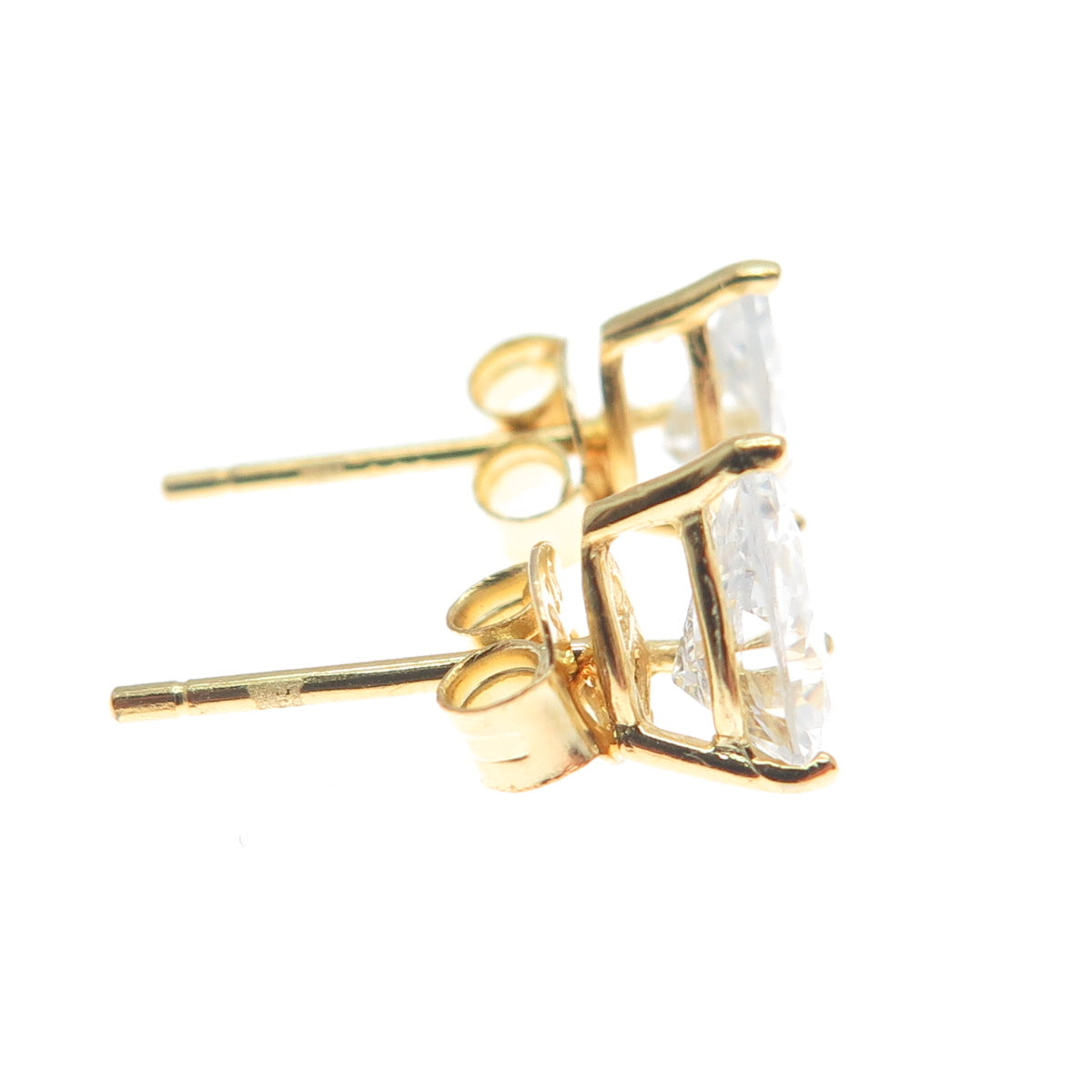 925 Sterling Silver Gold Plated Pear-Cut C Z Teardrop Stud Earrings