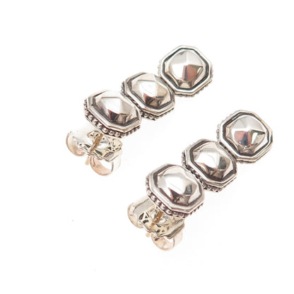 Lagos 925 Sterling Silver 14K Gold Posts Vintage Rocks Collection Drop Earrings