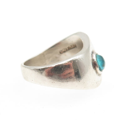 925 Sterling Silver Vintage Mexico Real Apatite Modernist Ring Size 7