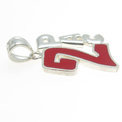 925 Sterling Silver Vintage Red Enamel "2PAC" Pendant