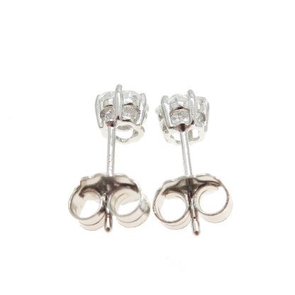 925 Sterling Silver Flower-Cut Star Shaped White C Z Stud Earrings
