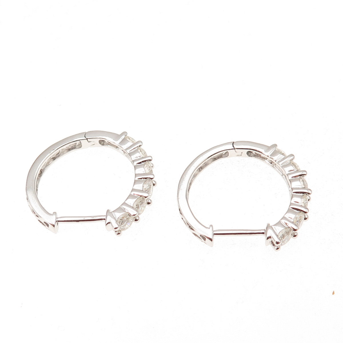 925 Sterling Silver Real Round-Cut Moissanite Hoop Earrings