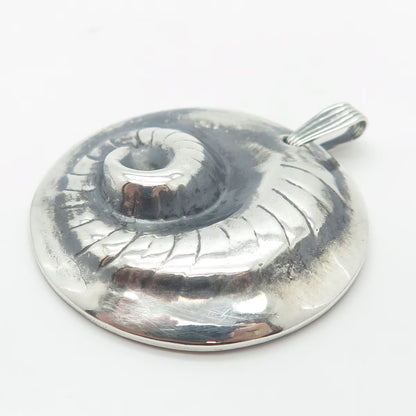 925 Sterling Silver Vintage Snake Tail Round Pendant