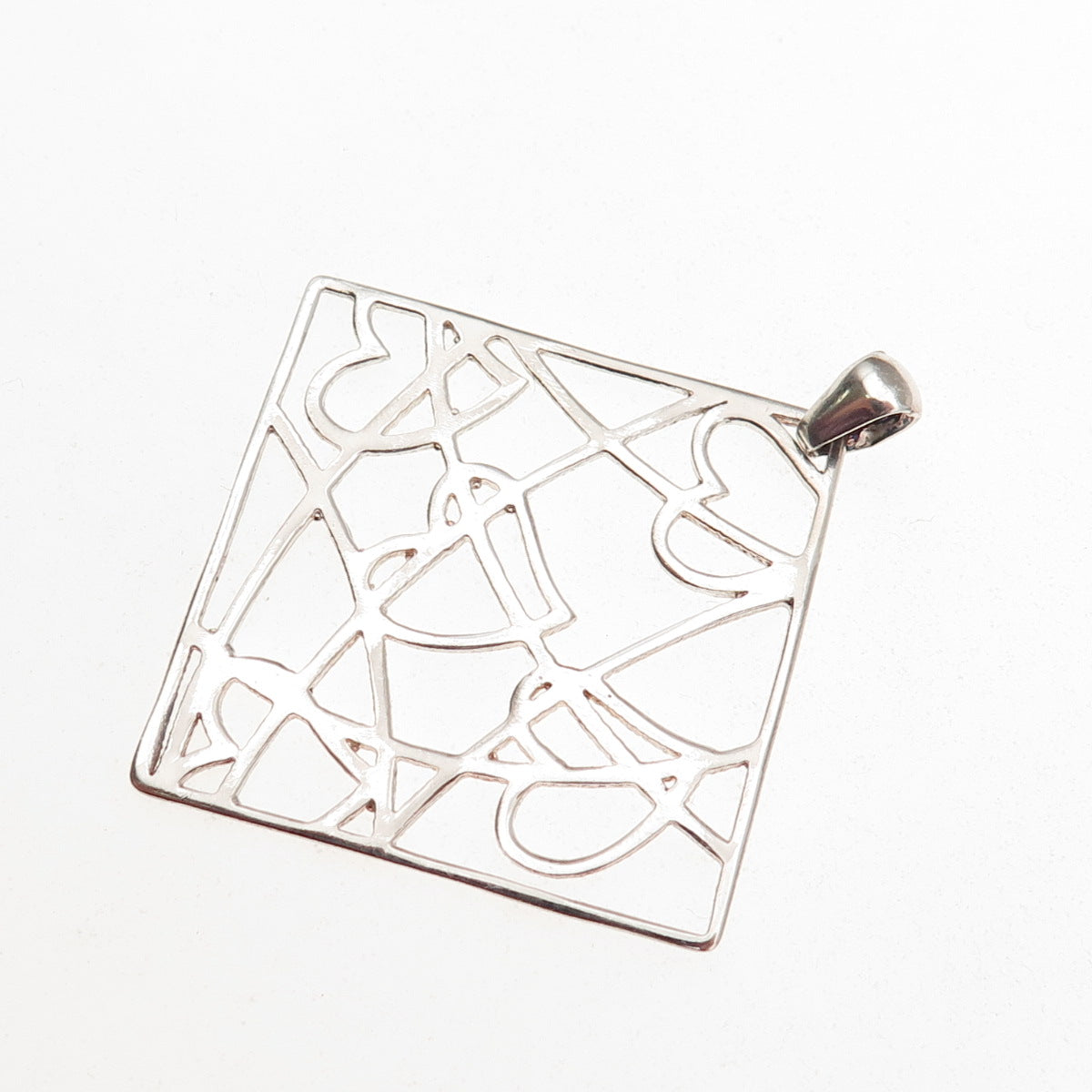 925 Sterling Silver Vintage Italy Heart Spider Web Charm Pendant