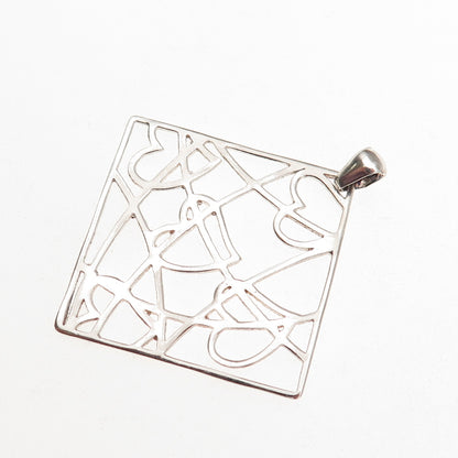 925 Sterling Silver Vintage Italy Heart Spider Web Charm Pendant