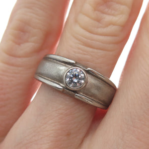925 Sterling Silver Vintage Round-Cut C Z Oxidized Ring Size 6