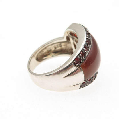 Chapal Zenray Sterling Silver Real Carnelian & Red Garnet Overlap Ring Size 7