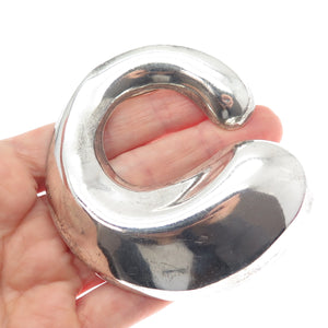 925 Sterling Silver Vintage Mexico Modernist Crescent Pin Brooch / Pendant