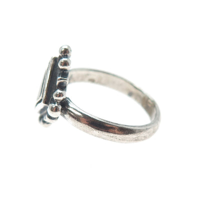 925 Sterling Silver Vintage Real Black Onyx Oxidized Ring Size 8
