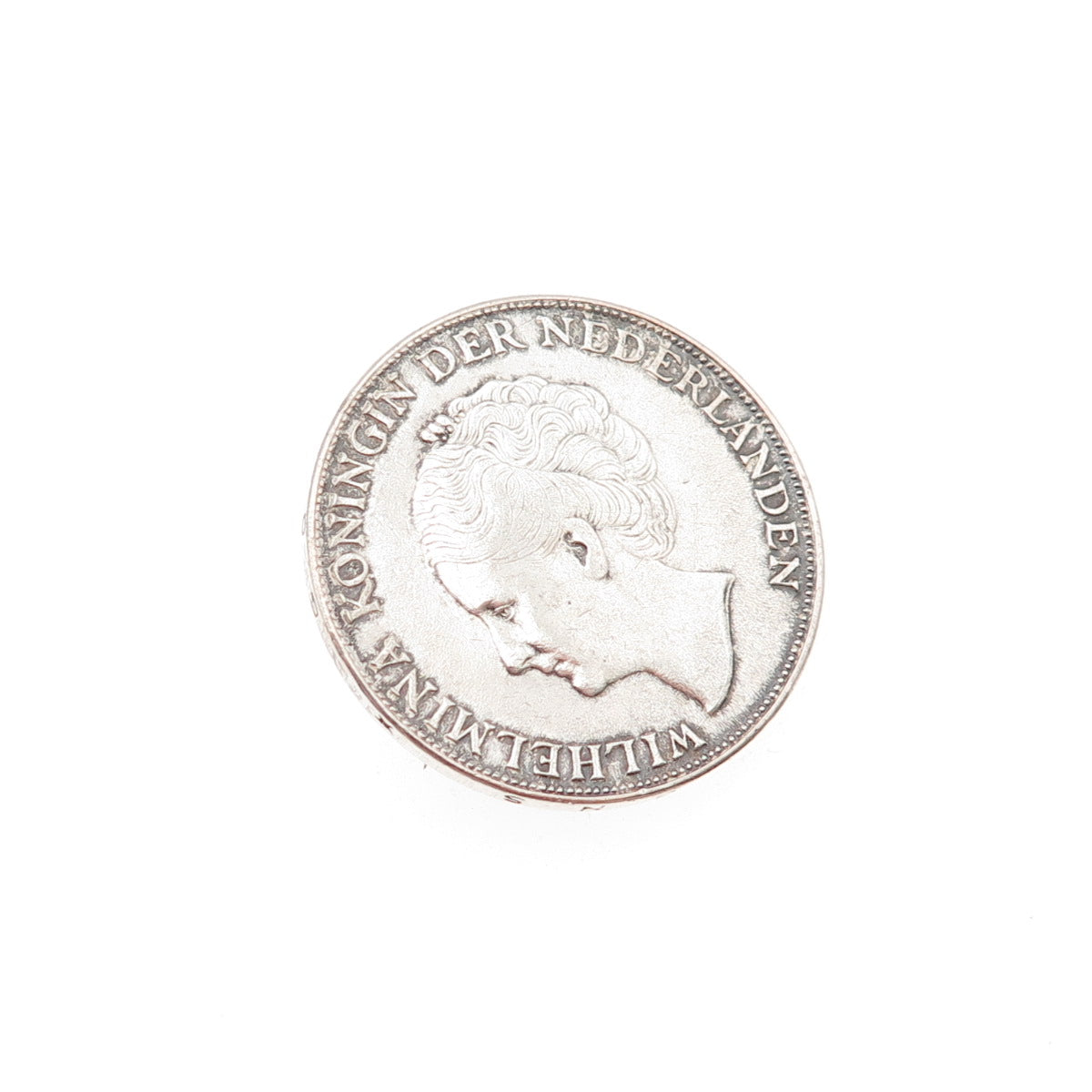 720 Silver Antique 1944 Netherlands 1 Gulden - Wilhelmina Coin Pin Brooch