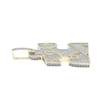 925 Sterling Silver Gold Plated Round-Cut Shaped C Z Puzzle Pendant