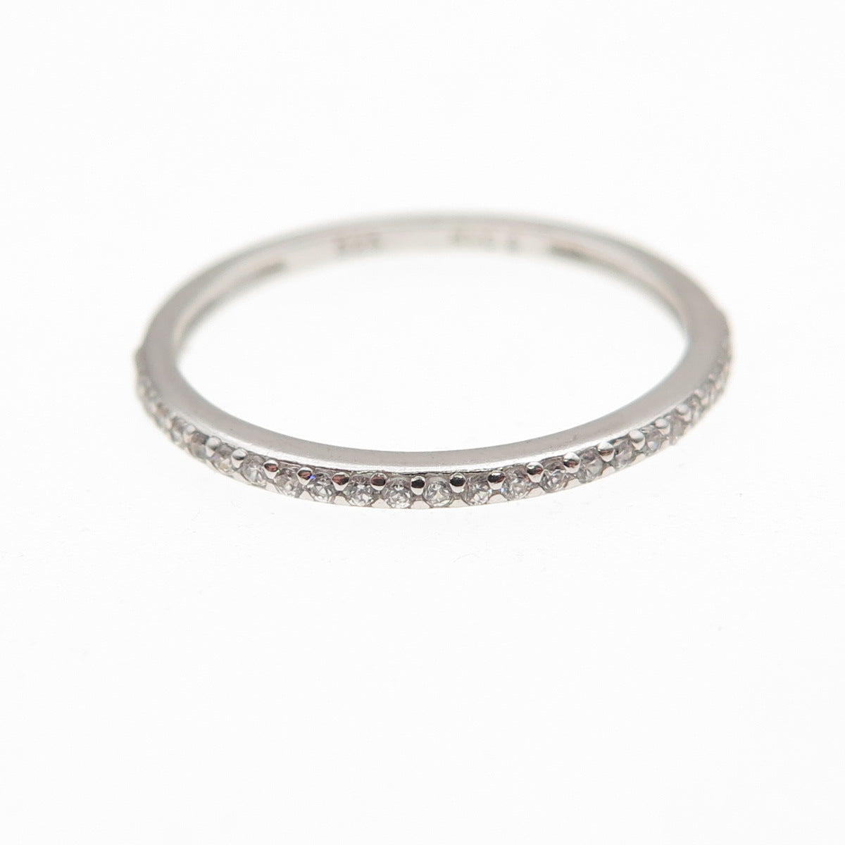 925 Sterling Silver Round-Cut C Z Half Eternity Stackable Band Ring Size 6