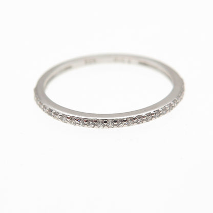 925 Sterling Silver Round-Cut C Z Half Eternity Stackable Band Ring Size 6