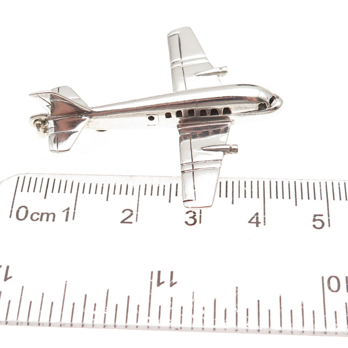 925 Sterling Silver Vintage Airplane Oxidized 3D Charm Pendant
