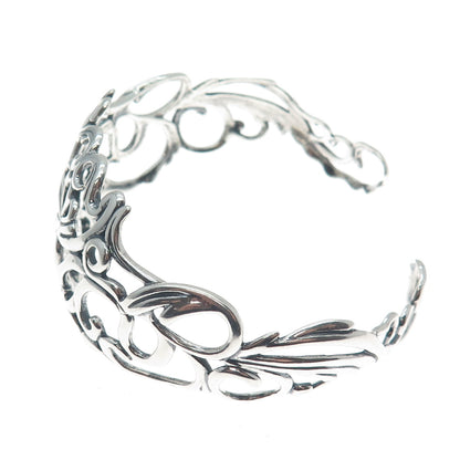 CAROLYN POLLACK Sterling Silver Vintage Flower Ornate Adjustable Bracelet 6.75"