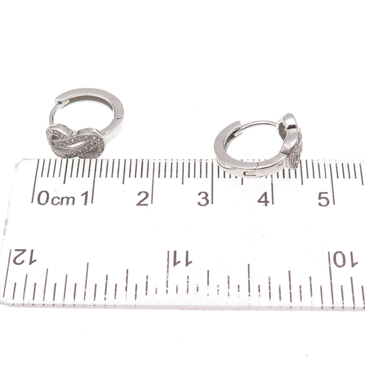 925 Sterling Silver Round-Cut C Z Infinity Hoop Earrings