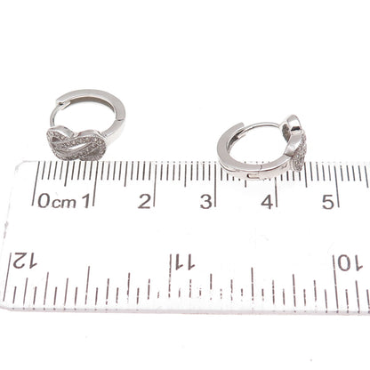 925 Sterling Silver Round-Cut C Z Infinity Hoop Earrings