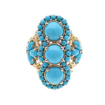 Chuck Clemency 925 Sterling 2-Tone Real Sleeping Beauty Turquoise Ring Size 8.25