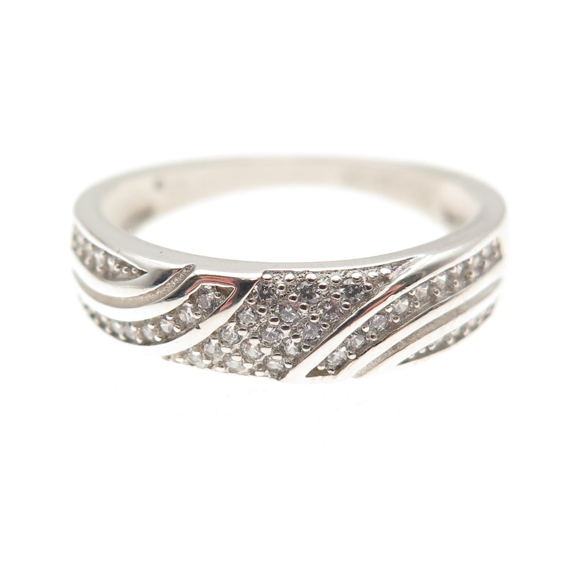 925 Sterling Silver Round-Cut C Z Ring Size 7