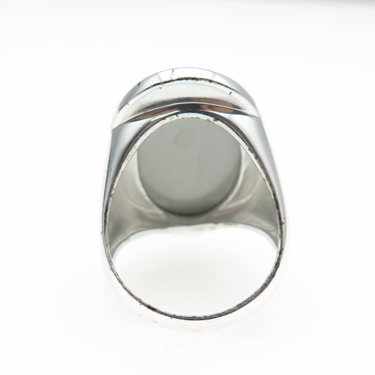 925 Sterling Silver Enamel Pressed-Painted Oval Statement Ring Size 8.5