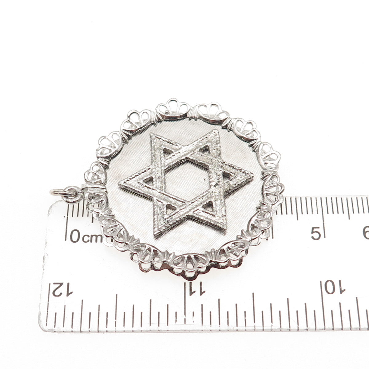 925 Sterling Silver Vintage Star of David Judaica Charm Pendant