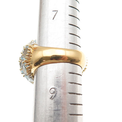 Carol Brodie Sterling Gold Plated Turquoise Blue & White Topaz Ring Size 8.25