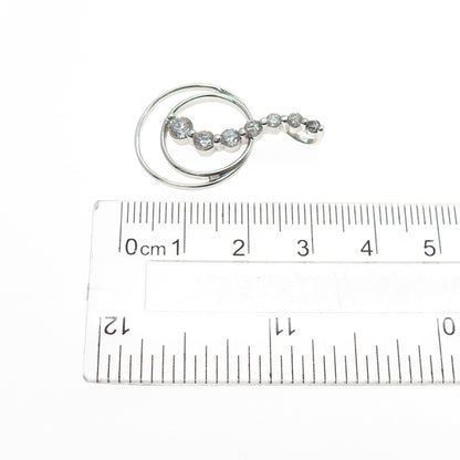925 Sterling Silver Graduated Round-Cut C Z Multi-Circle Slide Charm Pendant